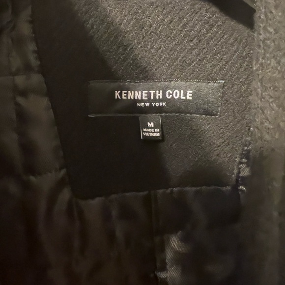 Kenneth Cole Zip Color Button Front Twill Coat Black. (M) - Picture 3 of 4